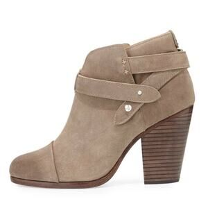 Rag & Bone Harrow Nubuck Suede Ankle Boots Block Heel Stonewall EU 38.5/ 8.5 US